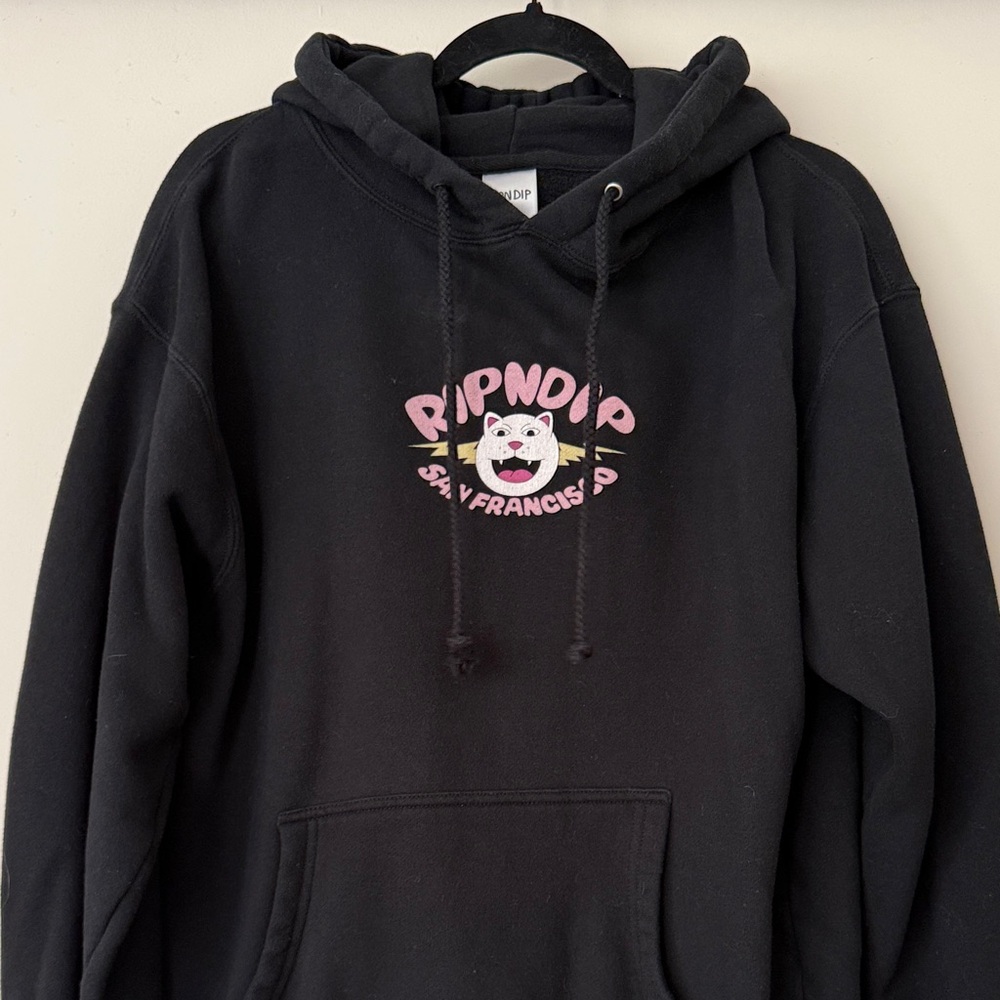 Ripndip Black Hoodie with Pink Cat Graphic
